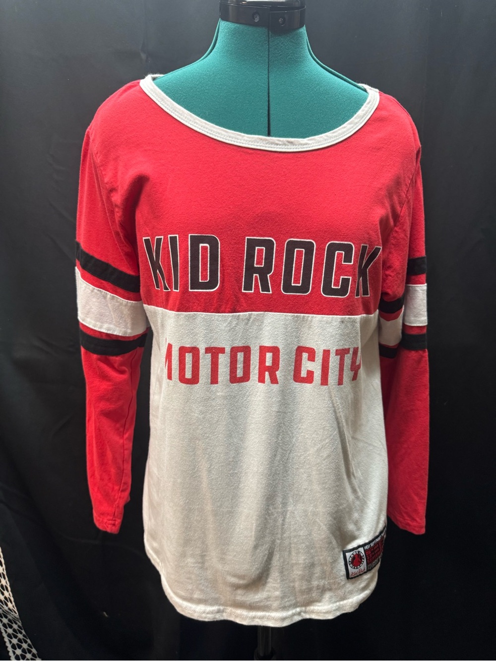 Kid Rock Motor City Women's Long Sleeve Crew Tee - Red & White